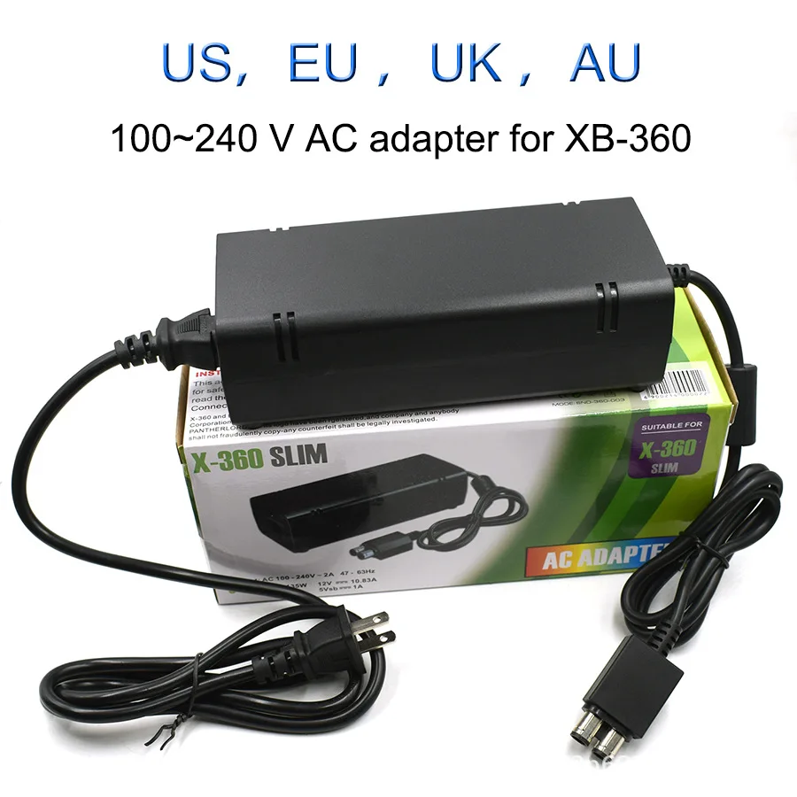 Adaptador de CA para Xbox 360, cable de fuente de alimentación, cargador de repuesto para consola Xbox 360 Slim