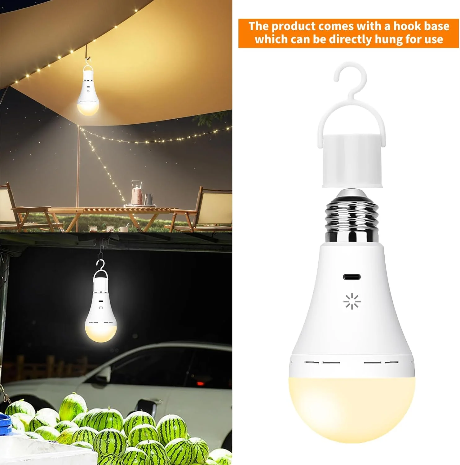 Emergency Rechargeable Light Bulb with Remote Control, 2600mah Battery Operated LED Bulb for Home, Camping, Tent