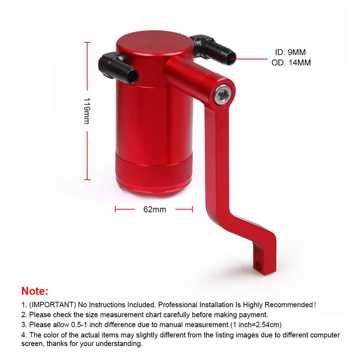 

M49K_0.18L Aluminum Oil Catch Can Tank with Baffle Plate Red