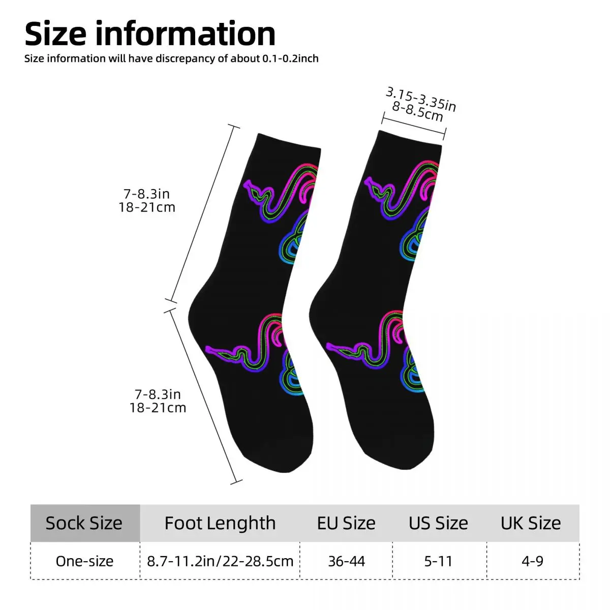 Razers Cowijk-Chaussettes anti-transpiration pour hommes, bas gothiques, planche à roulettes graphique, haute qualité, automne