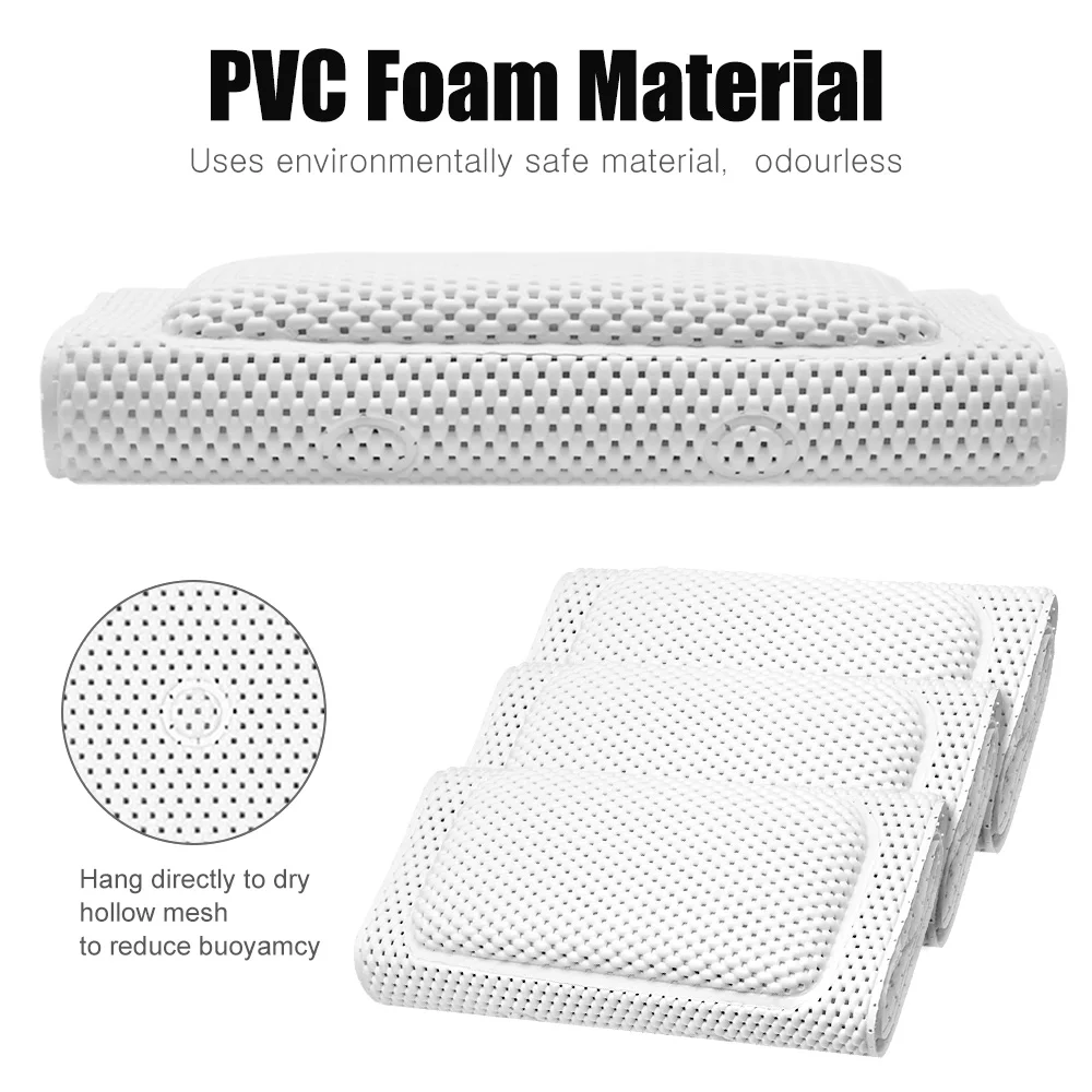 PVC Breathable Non-slip Bathroom Bathtub Mat 3D Mesh Layers Bath Cushion With Pillow Foldable Spa Body Full Bath Cushion Pillow