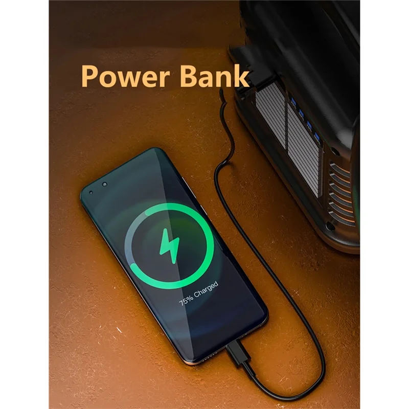 مصباح يدوي COB طويل المدى قابل لإعادة الشحن بالطاقة الشمسية، بنك طاقة 2 في 1 وإضاءة عمل للتخييم والخارج والطوارئ