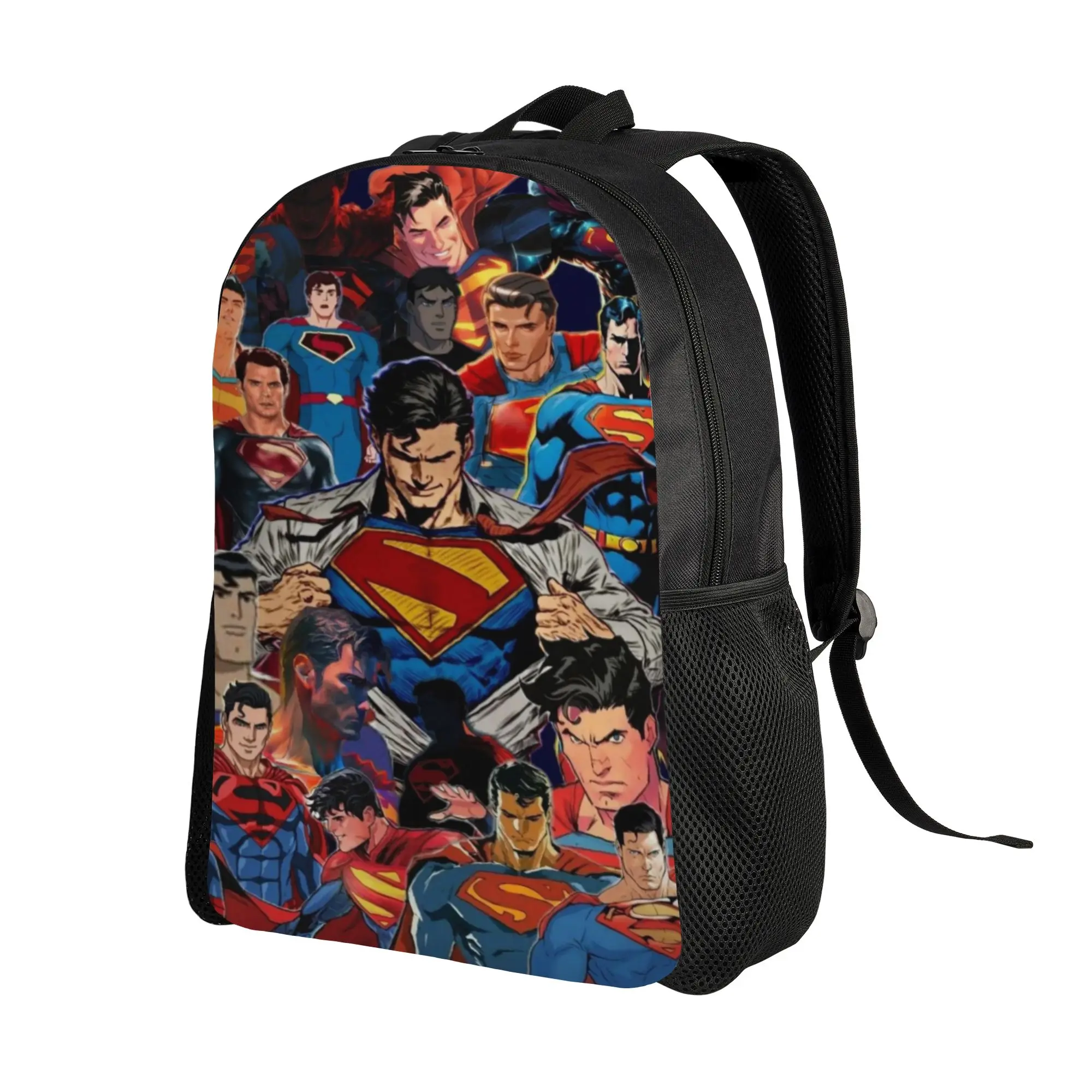 Back to school season Multi‑Character Superman Comic Collage Knapsack  For Men Women Snack Storage Backpack