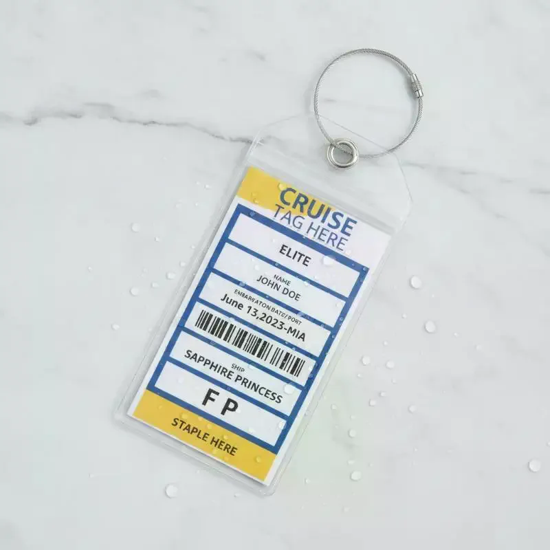 Multi-functional Cruise Ship Luggage Tag Steel Wire Loops Vertical Transparent PVC Waterproof ID Card Holder Travel Label