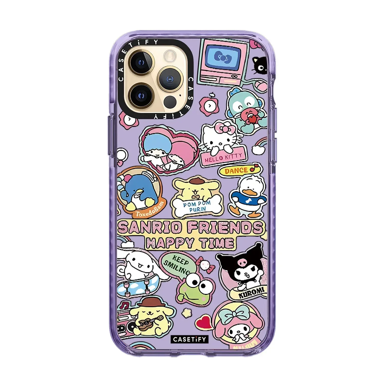 Custodia per iPhone Kawaii Sanrio Cartoon Pochacco Cinnamoroll Pom Pom Purin Custodia protettiva morbida in plastica per IPhone16 15 14 13 12promax