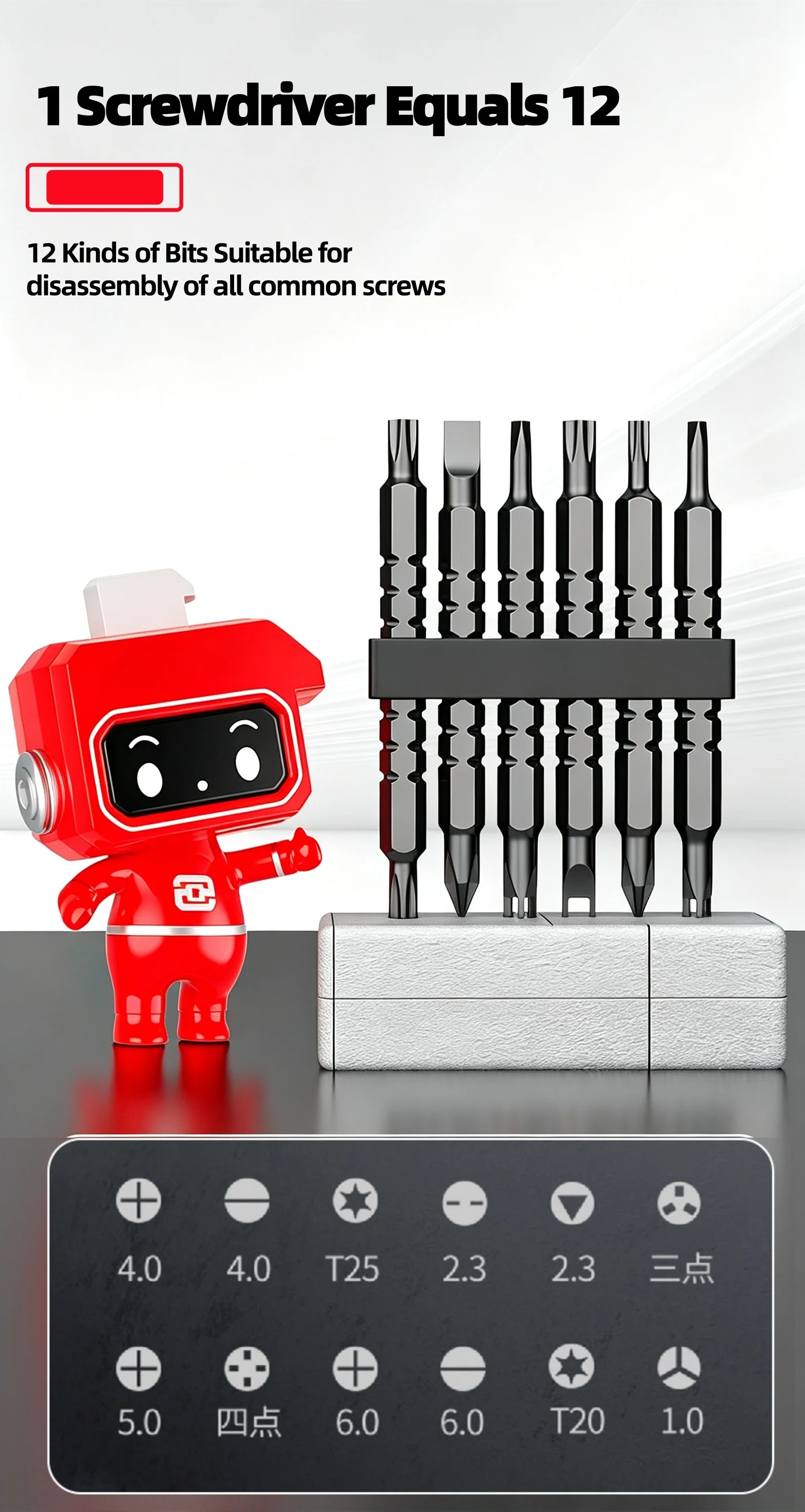 Mini 12-in-1-Ratschenschraubendreher-Set mit magnetischem Griff, arbeitssparender Hand-Phillips-Schlitzschraubendreher mit doppeltem Verwendungszweck – Detail 8