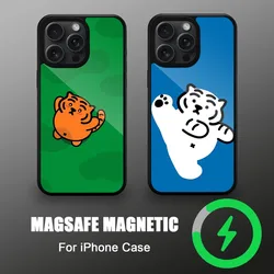 M-Muziks Cartoon Tiger Phone Case For iPhone Magsafe Magnetic Wireless 11 12 13 14 15 Pro Max Plus Charging Cover