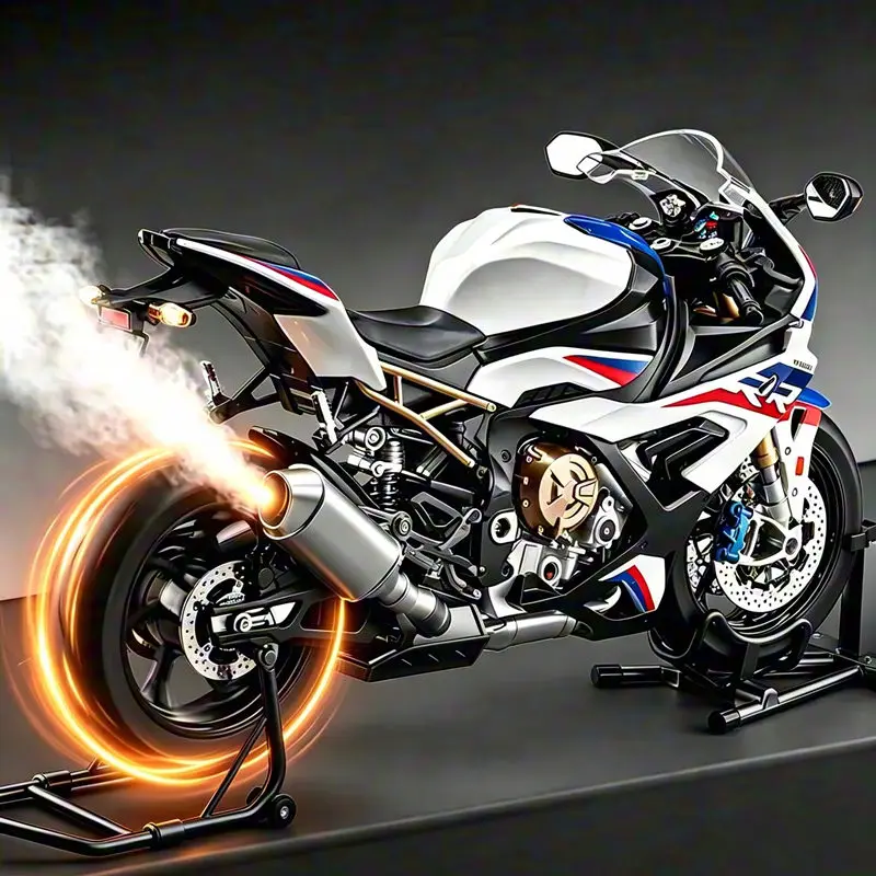 Key Start 1:9 S1000RR Alloy Street Sports Motorcycle Model Diecast Metal Track Racing Motorcycle Model Sound and Light Kids Gift