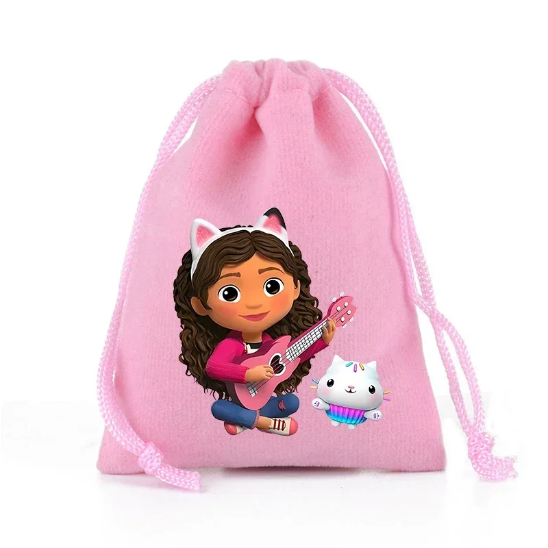 Gabby Dollhouse Girls Boys Canvas Drawstring Bags Animation Figures Graphic Child Handbags Storage Pouches Kids Birthday Gift