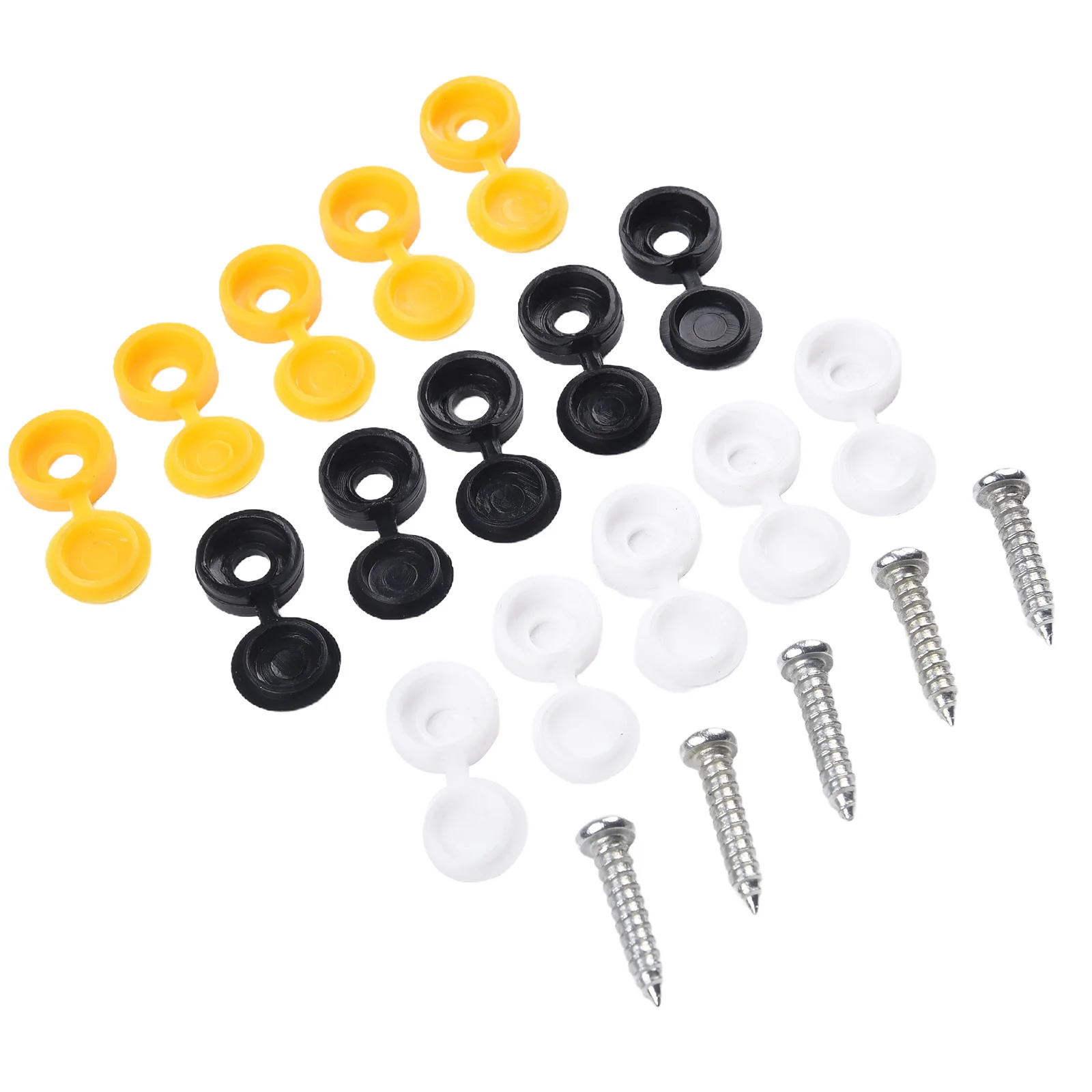 36pcs + Cover 12pcs Screws For Car Number Plate Decor Vehicle License Plate Fittings  7*20mm White/ Black/ Yellow Accessories