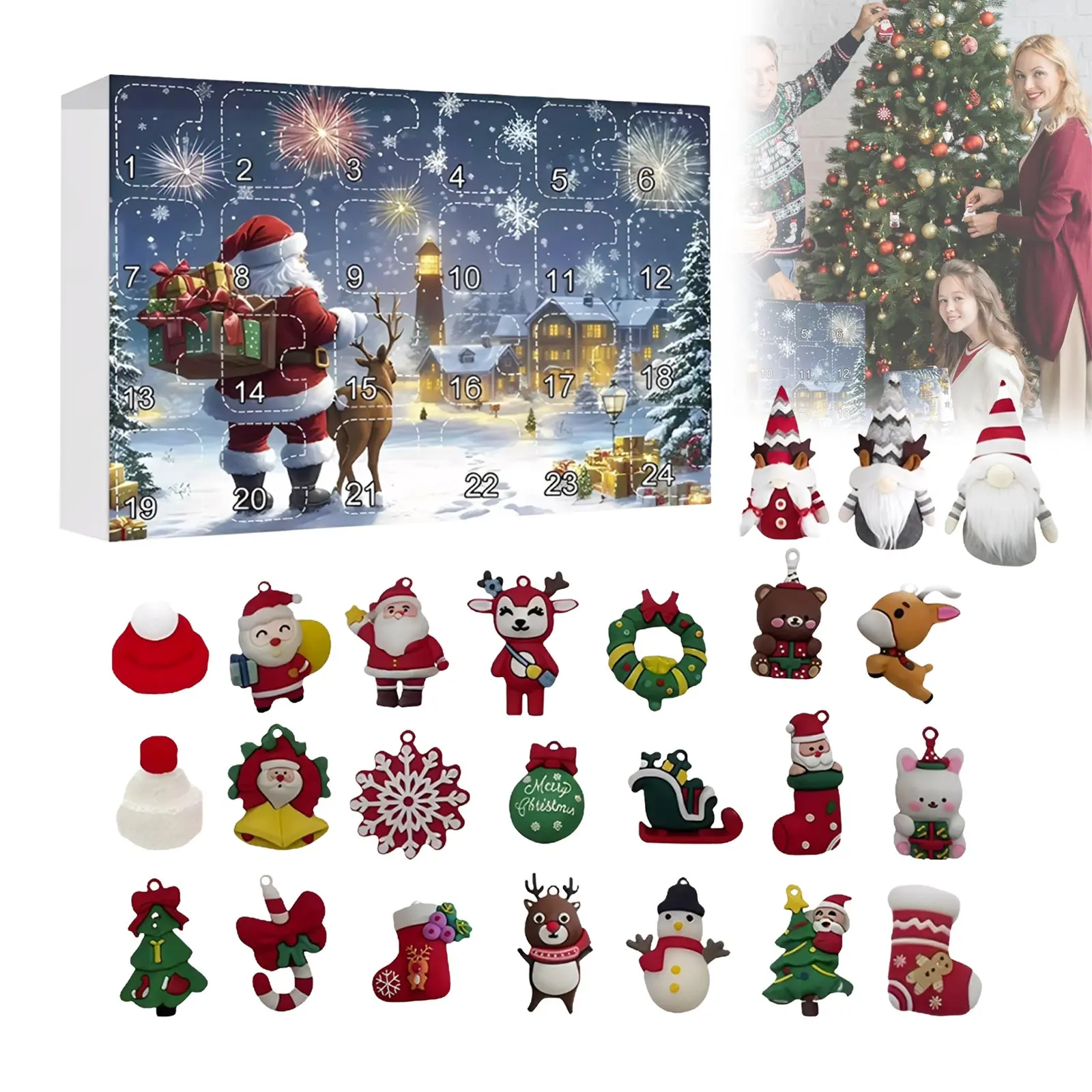 Kitchen Timer Cute Christmas Advent Calendar 2025 | 24 Surprise Ornaments With Santa Reindeer Snowman & Holiday One Hour Timer
