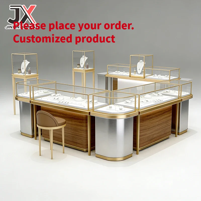 custom.Bespoke High End Jewelry Showcase Tempered Glass Display Cabinet Lockable Counter Modern Retail Watch Shop Interior D