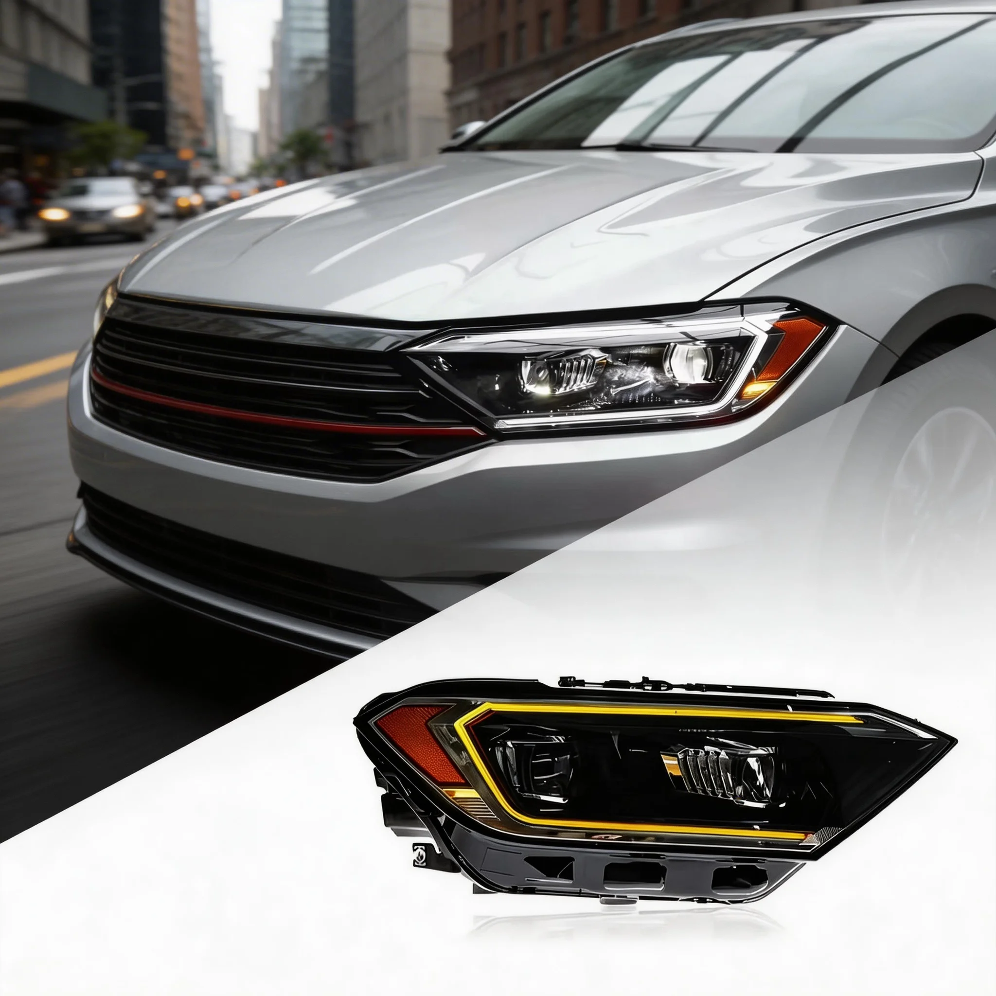 

Новая светодиодная фара для Jetta 2019-2024 MK7, 12В, 6000К, ближний/дальний свет, 50Вт, 6000 люмен, Plug-and-Play