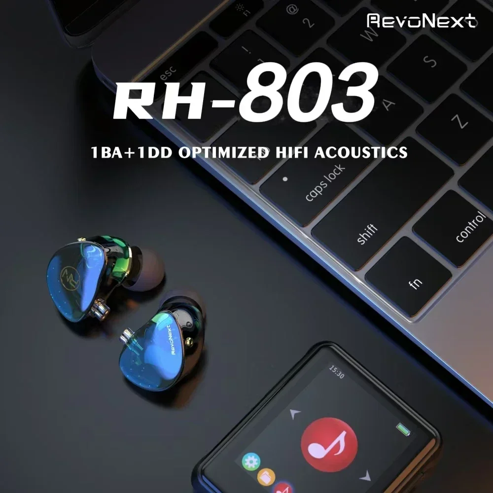 RevoNext RH-803 1DD+1BA HiFi in Ear Wired Earphones Stereo Monitors Earbuds Headphone for Musicians Drummers Singers