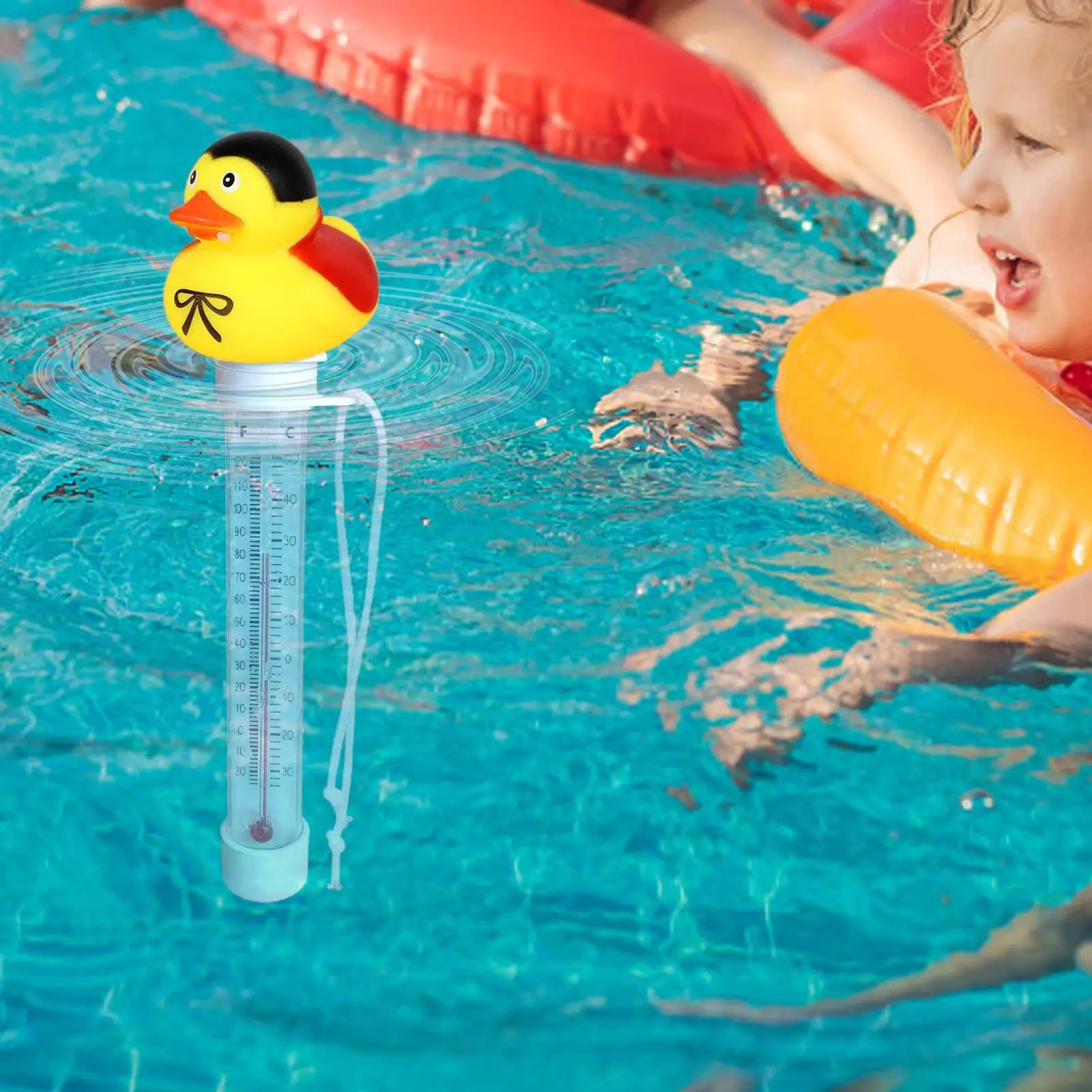 Pool Temperature Meter Duck Temperature Gauge Outdoor Easy Read Floating Measuring Device With String For Swimming Pool Pond