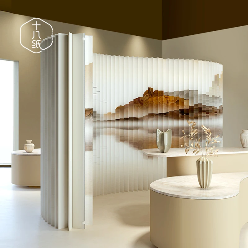 

Восьмипанельная бумажная ширма-перегородка для прихожей, гостиной, офиса, с цветными принтами, настраиваемая под заказ