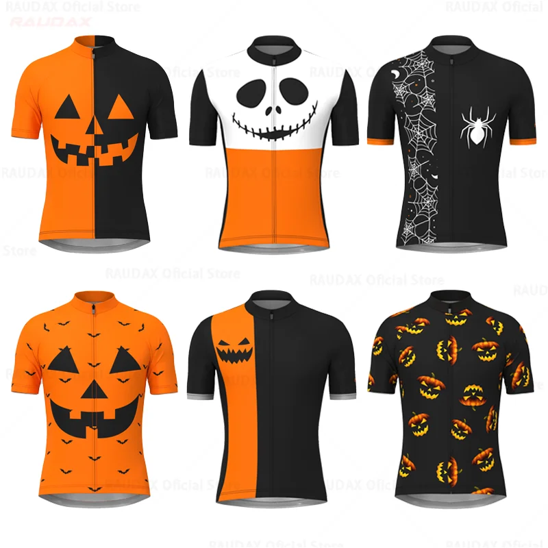 New Halloween Pattern Summer Cycling Jerseys Men\'s Outdoor Mountain Bike Riding Clothes Short Sleeve Quick Drying Bicycle Shirts