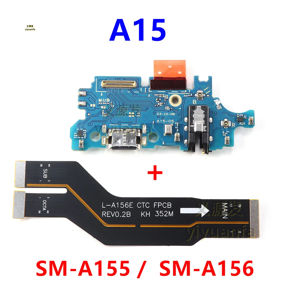 For Samsung Galaxy A15 A155F A156B A156U A156E USB Micro Charger Charging Port Dock Connector Microphone Main Board Flex Cable