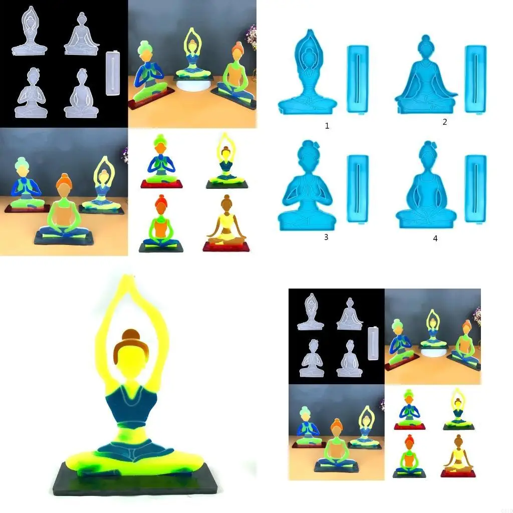 

Yoga Sports Silicone Mold for Home Decor DIY Luggage Tag Epoxy Craft Candy Fondant Mold Pendant Necklace Crystal Trinket