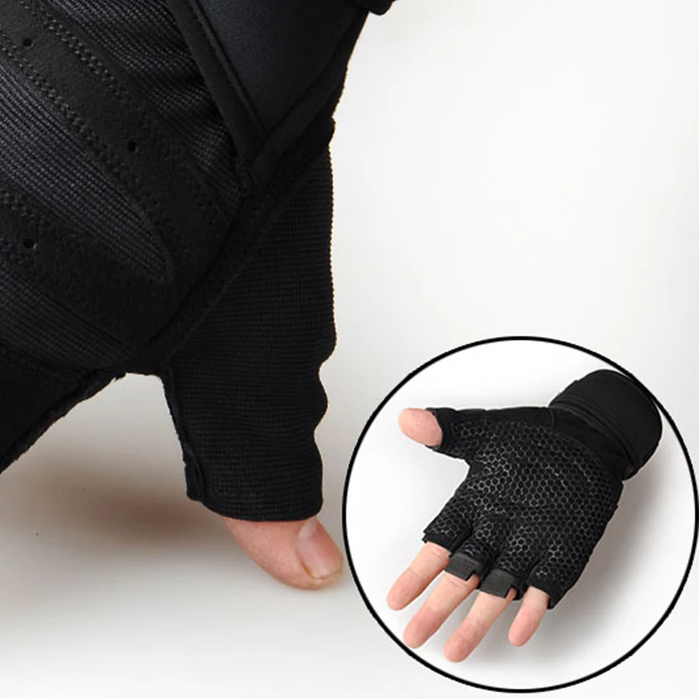 

Half-finger Gloves for Men Weight Training Workout Fingerless Weights Black Padded