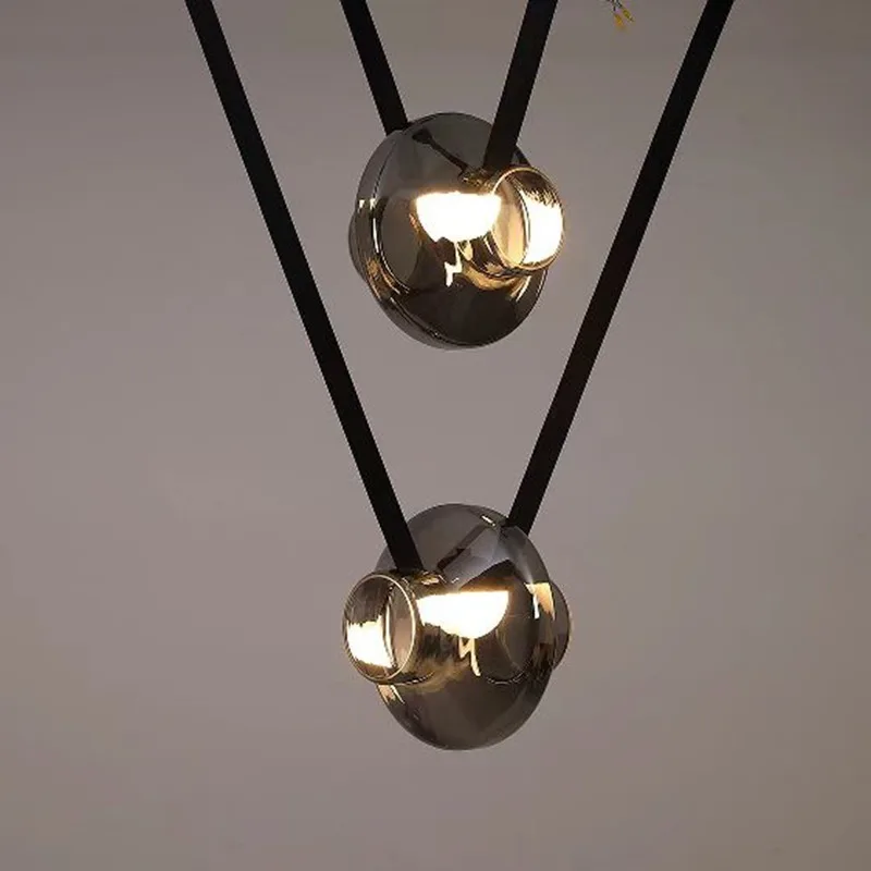 Italienische Designer-Luxus-Glas-LED-Pendelleuchte für Wohnzimmer, Schlafzimmer, Bar, Restaurant, Leder-Kronleuchter, Innendekor-Beleuchtung
