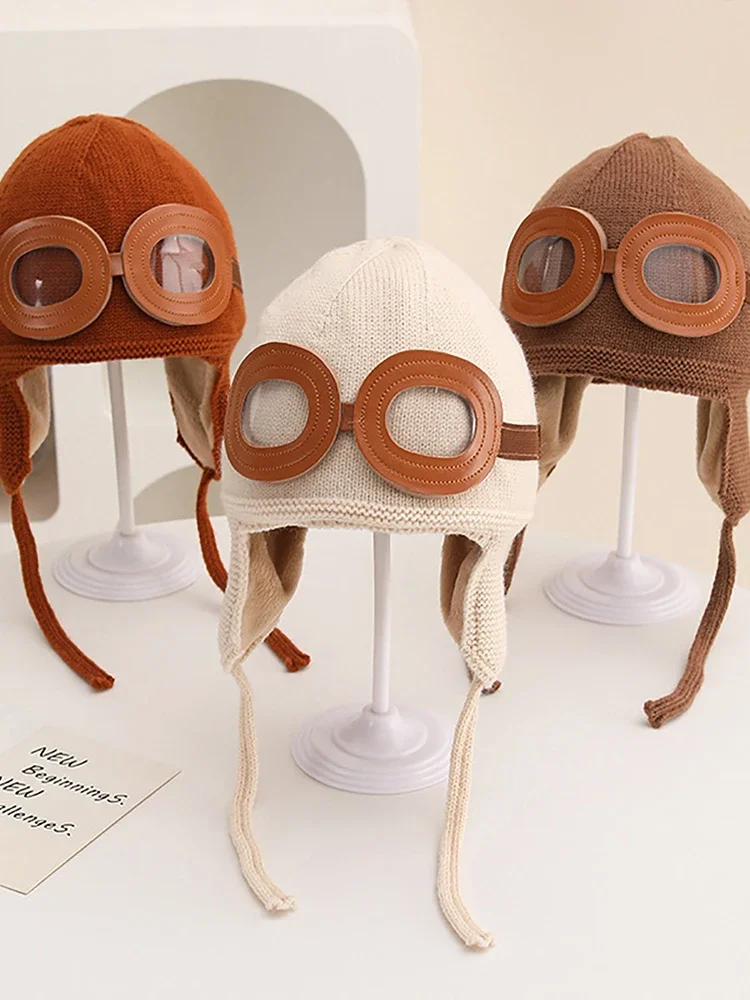 Chapeau de Protection des oreilles coupe-vent pour bébé, avec laçage, épais et chaud, pour bébés garçons et filles, bonnet pour enfants, hiver