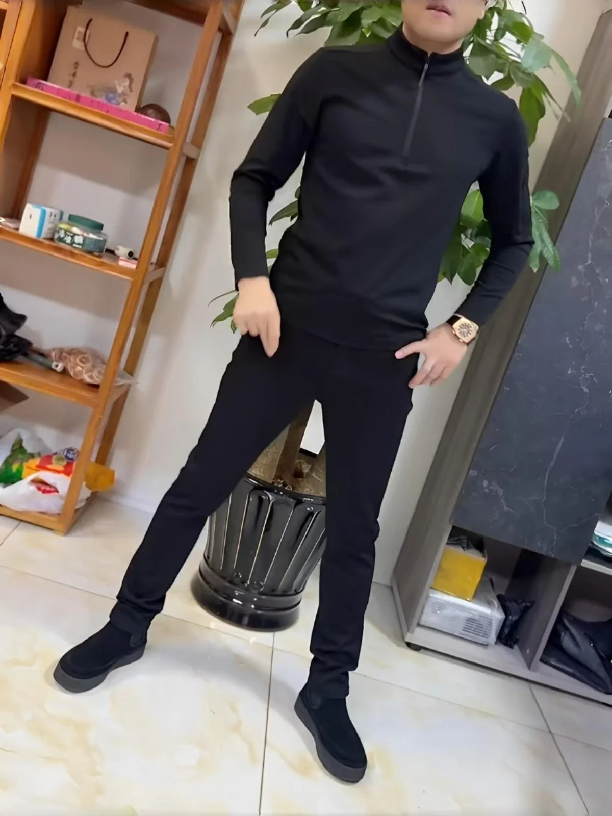 

Мужская модная повседневная футболка на молнии, весна-осень, новинка, с начесом, на молнии, для повседневной носки