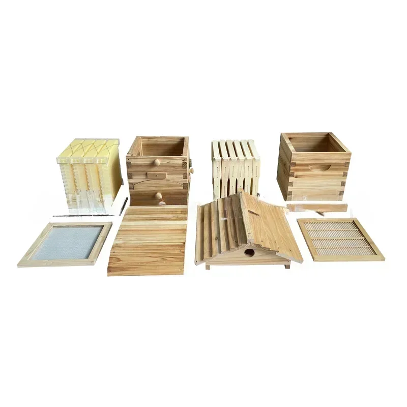 

Four Spleen Flow Hive Boiled Wax Cedar Mini Self-flowing Honey Bee Hive Beekeeping Middle Bee Complete Set 25.5*38*120cm