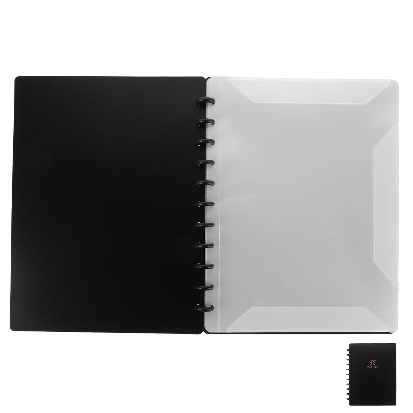 

s Music Score Folder Transparent Insert Detachable 20 Pages Black Flip Folio Sheet Music Binder Guitar Accessories