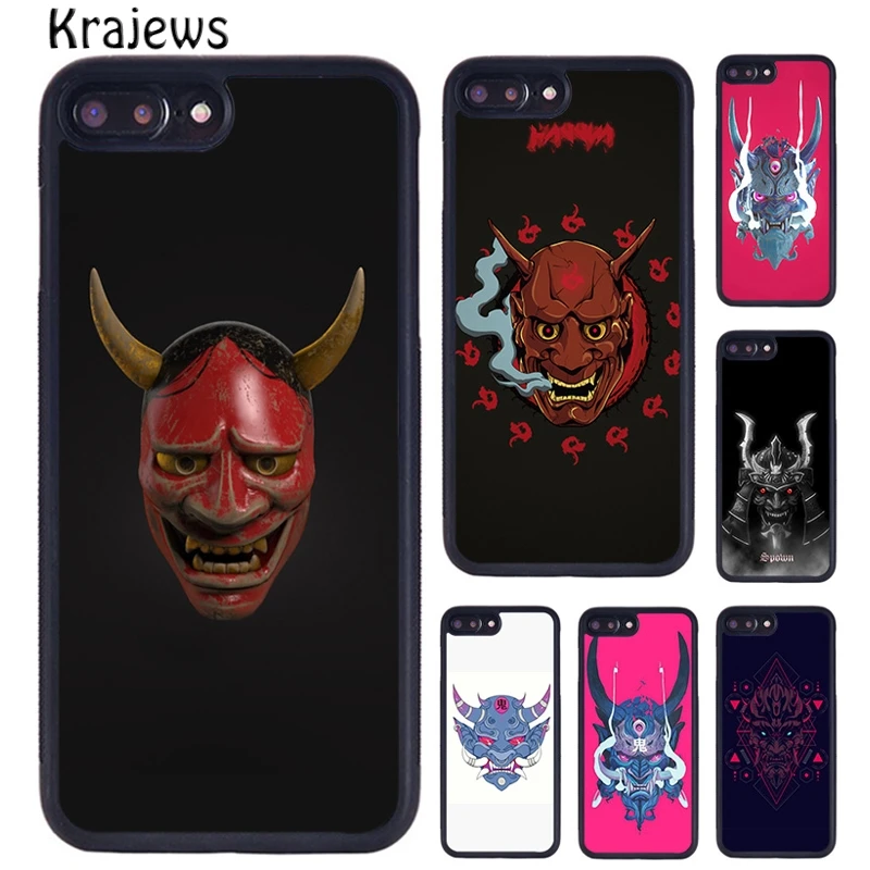 Krajews Japanese Oni Hannya Demon Mask Phone Case Cover For iPhone 16 15 14 plus XR XS 11 12 13 pro max coque