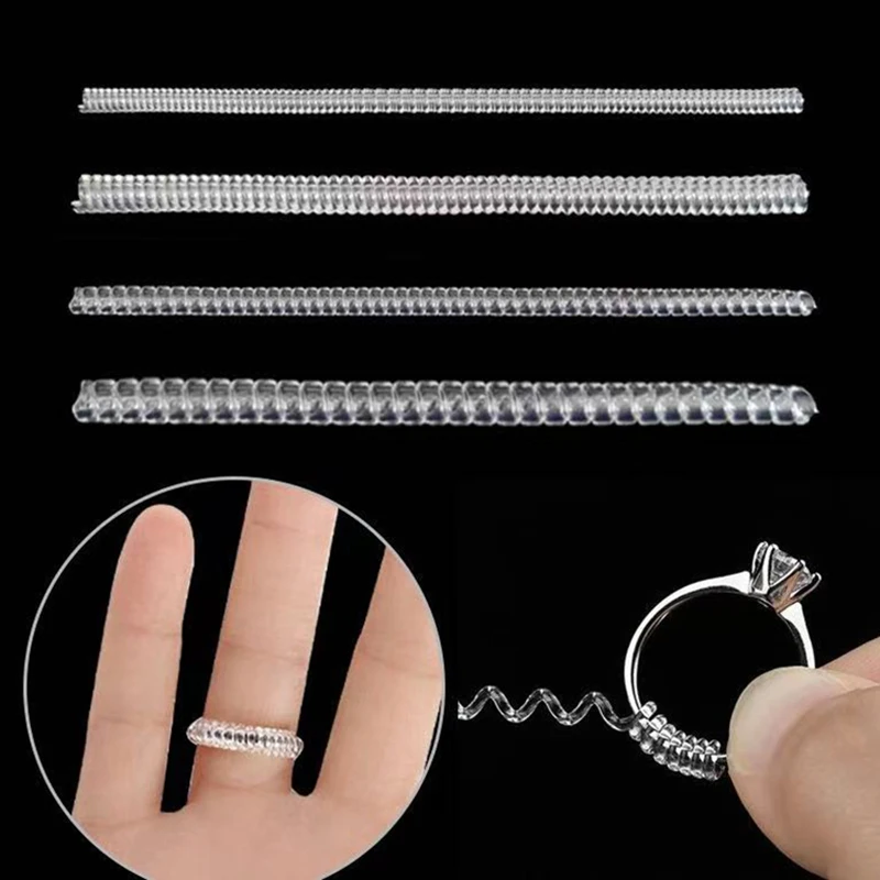 

4 шт., уменьшающие размер колец, инструменты, спиральные пружинные кольца, регулируемые невидимые прозрачные затяжки, инструмент для изменения размера, защита для ювелирных изделий