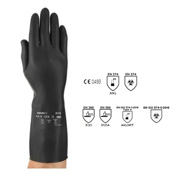 Ansell Alpha Tec 87-118 Black Diamond Grip Chemical Gloves