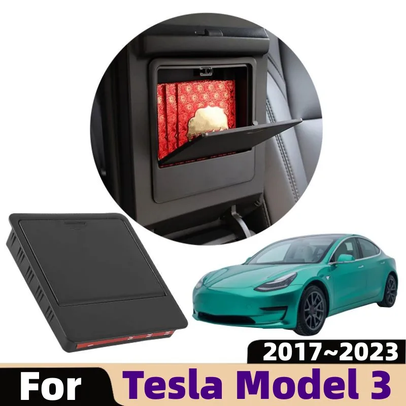 ل تسلا نموذج 3 2017 ~ 2021 2022 2023 مسند ذراع السيارة صندوق مخفي صندوق تخزين محفظة مفتاح بطاقة الهاتف أشتات ترتيب صينية الملحقات