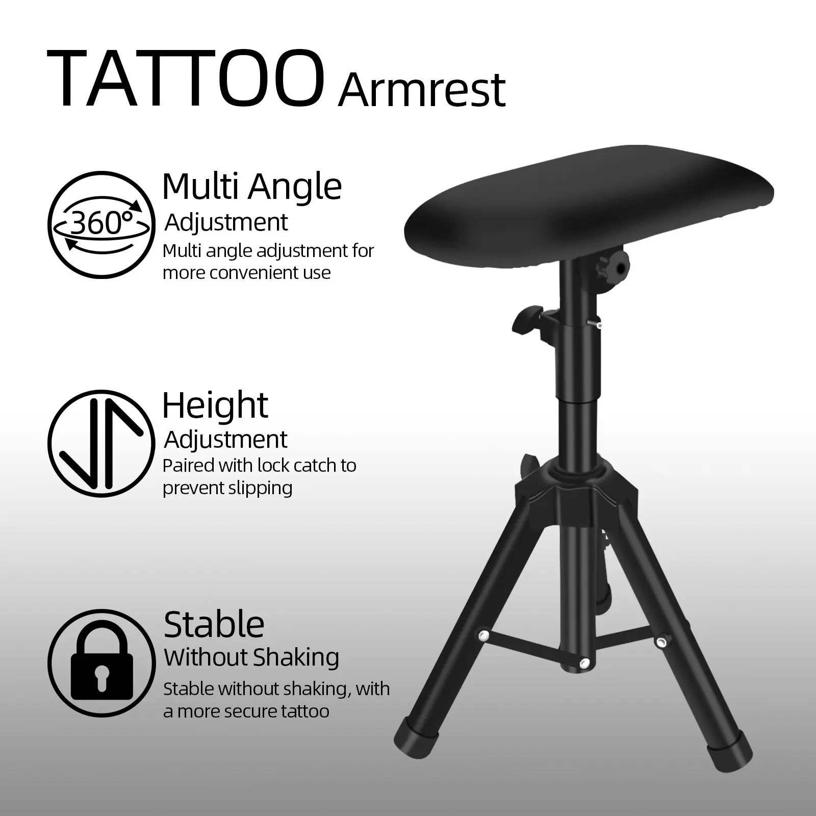 Tattoo Arm Rest Iron and PU Leather Professional Tattoo Supplies Thicken Enlarge Accessories Tattoo Arm Bracket for Salon Studio