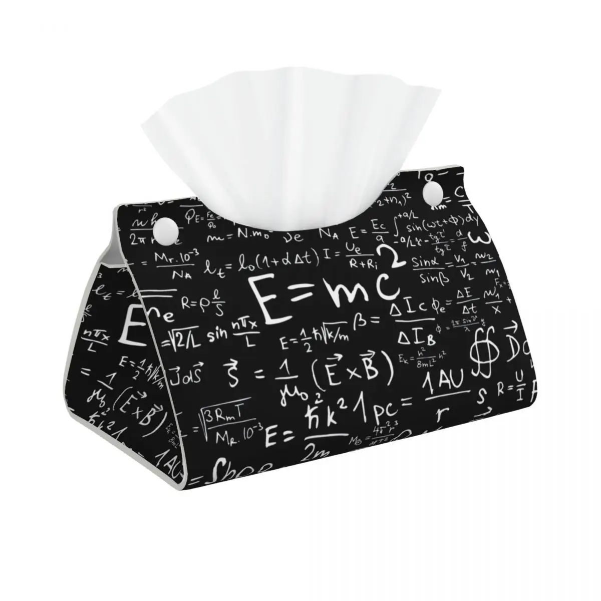 Custom Physics Equations Tissue Box Cover PU Leather Rectangular Geek Science Math Facial Tissues Holder for Office