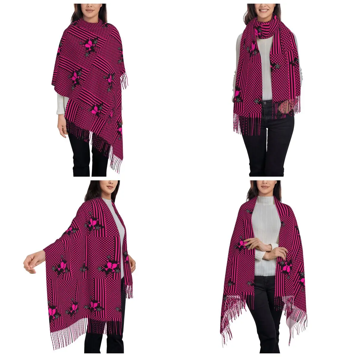 Punky Pink Emo Scarf Tassel Scarves for Women Soft Warm Shawls and Wraps Long Fall Winter Shawl Wrap