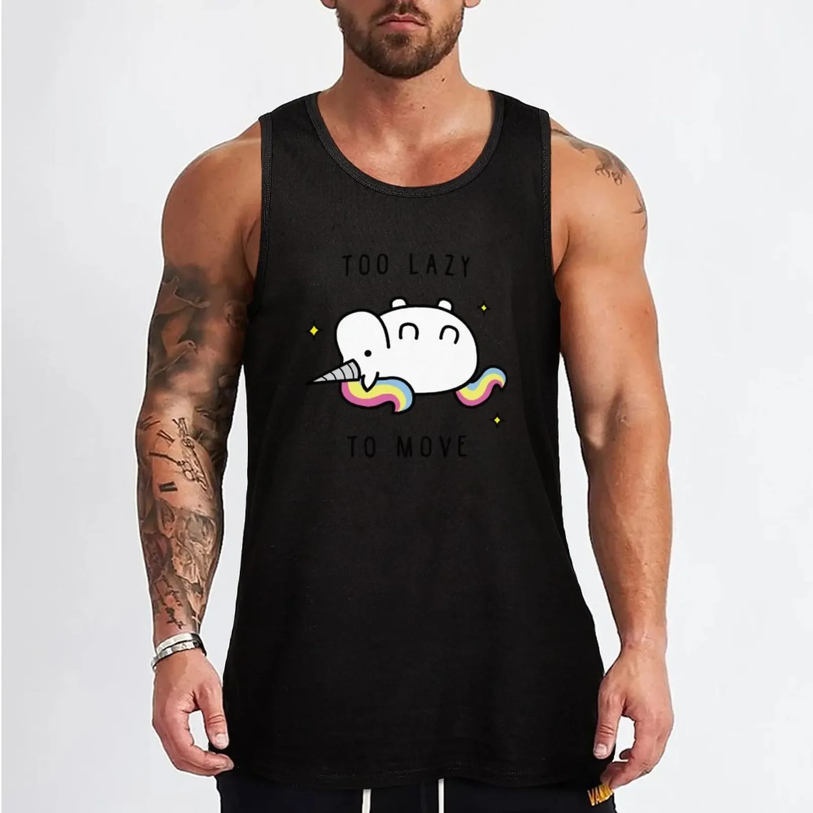 New Too Lazy To Move Unicorn T-Shirt Tank Top Men's singlets Men's clothes