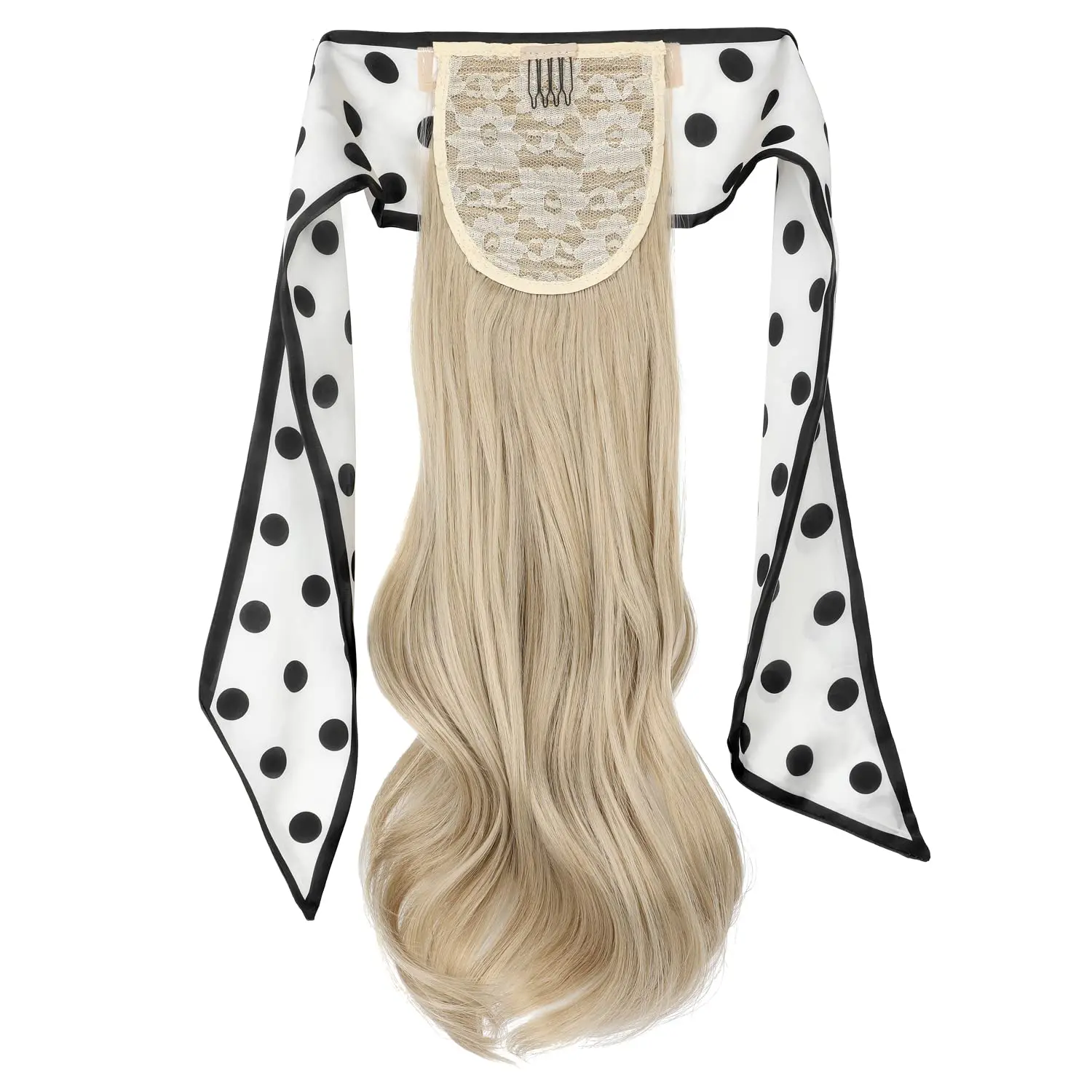 SHANGZI Long Straight Ponytail Hair Synthetic Extensions Heat Resistant Hair Wave Ponytail Wrap Around Pony Hairpiece for Women
