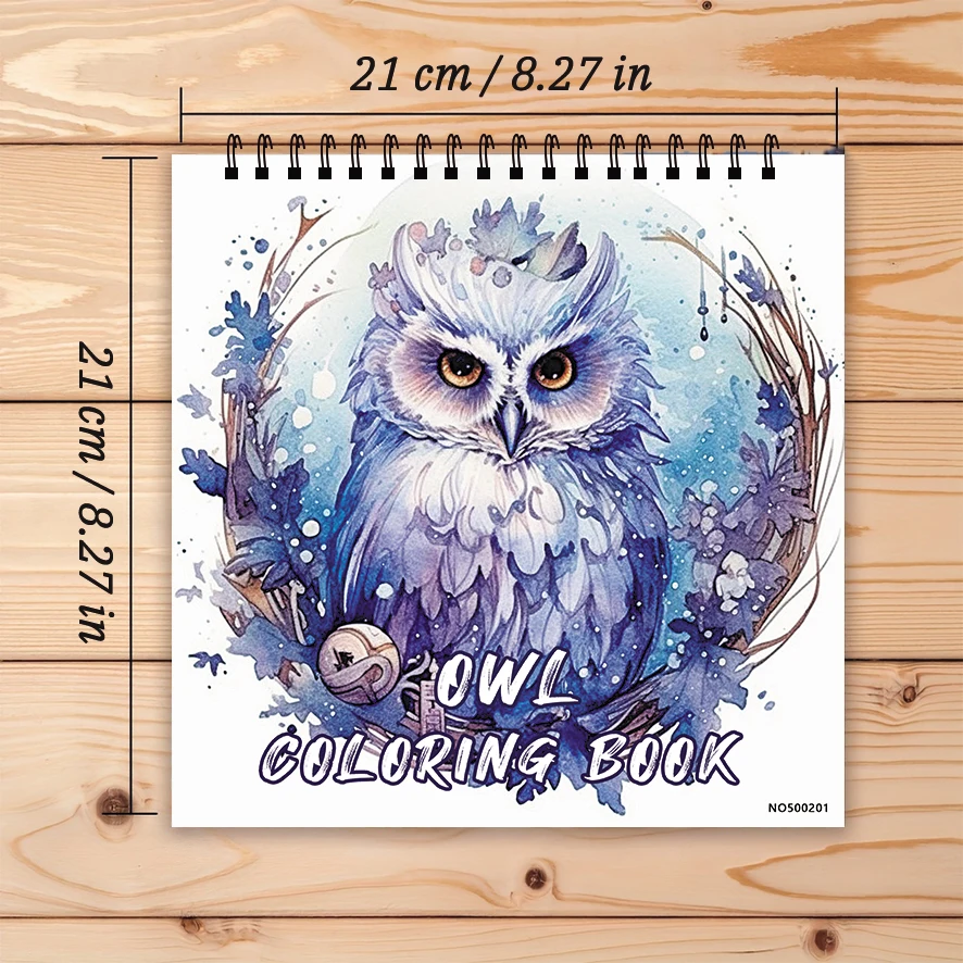 Owl Coloring Pages Book 8.27x8.27 inches 22 Sheets Relaxing Gift for Family