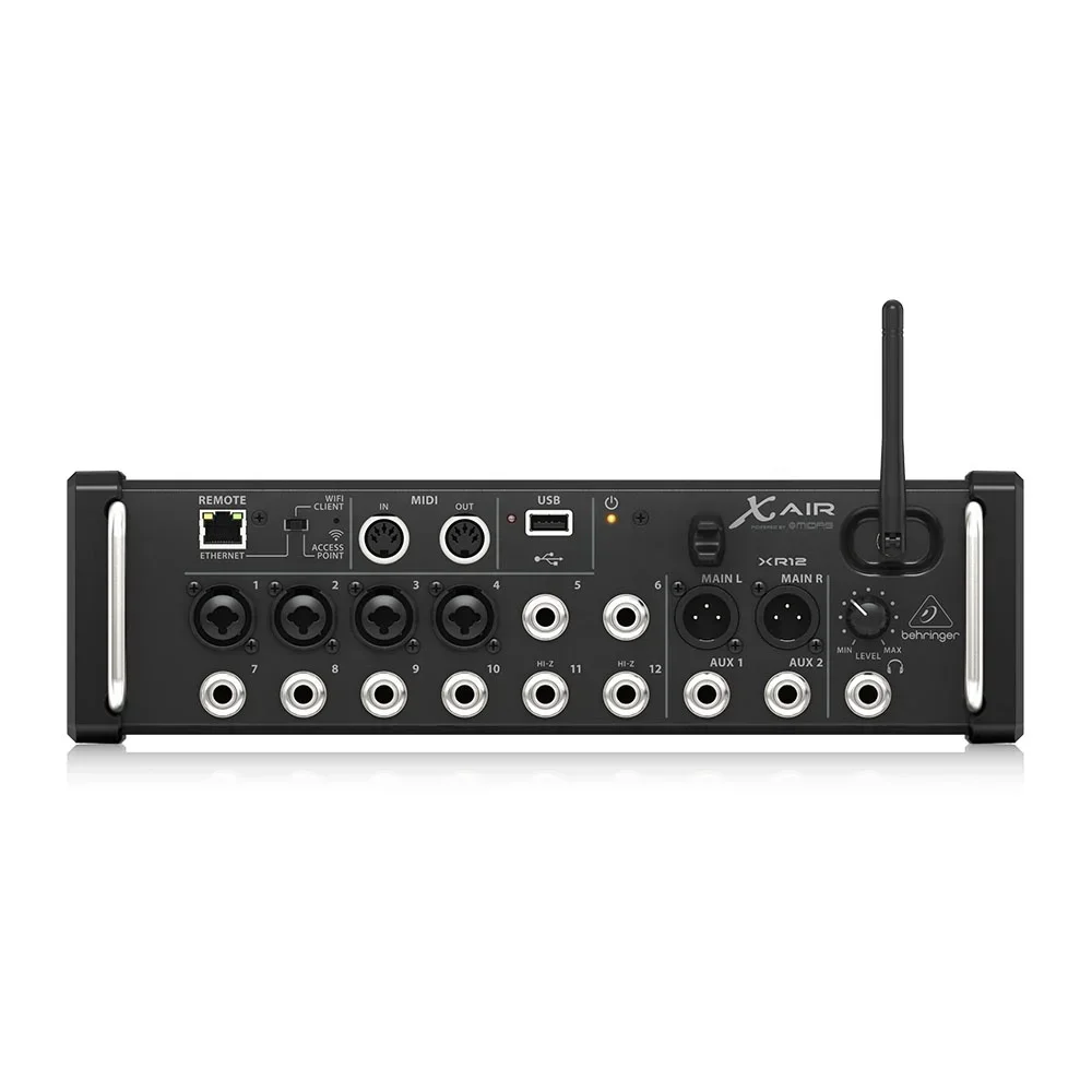 Behringer X AIR XR12 Digital Mixer Sistema Pa de 12 canais Mixer de rack com roteador Wi-Fi integrado e pré-amplificadores Midas