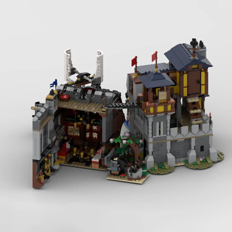 Modular City Moc Building Bricks Modular Castle Harbor And Pirate Tavern Technology Blocks Christmas DIY Toy Construction Gifts