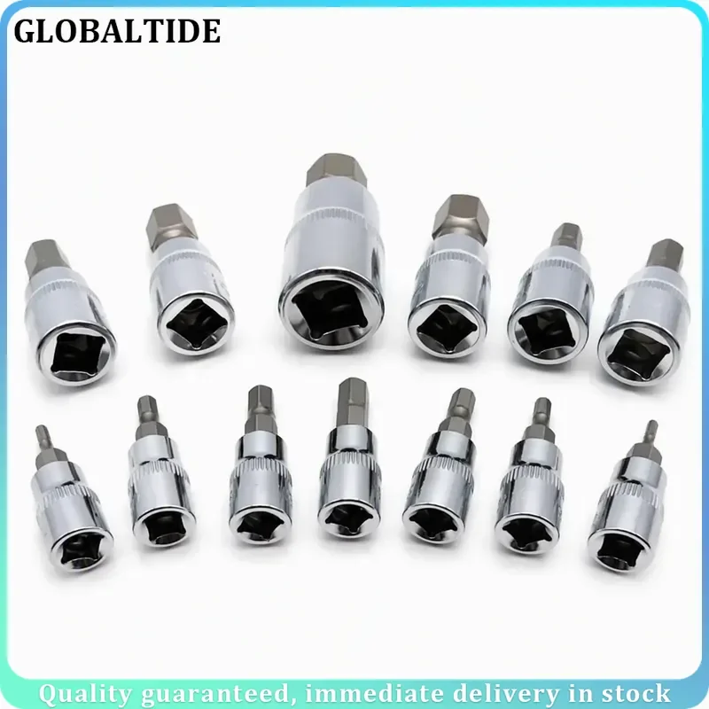 13Pcs Universal Socket Bit Set 3/8 1/4 1/2 Inch Hex Cr-V Drill Adapter SAE Metric Sockets Wrench Tool Kit for Impact Driver