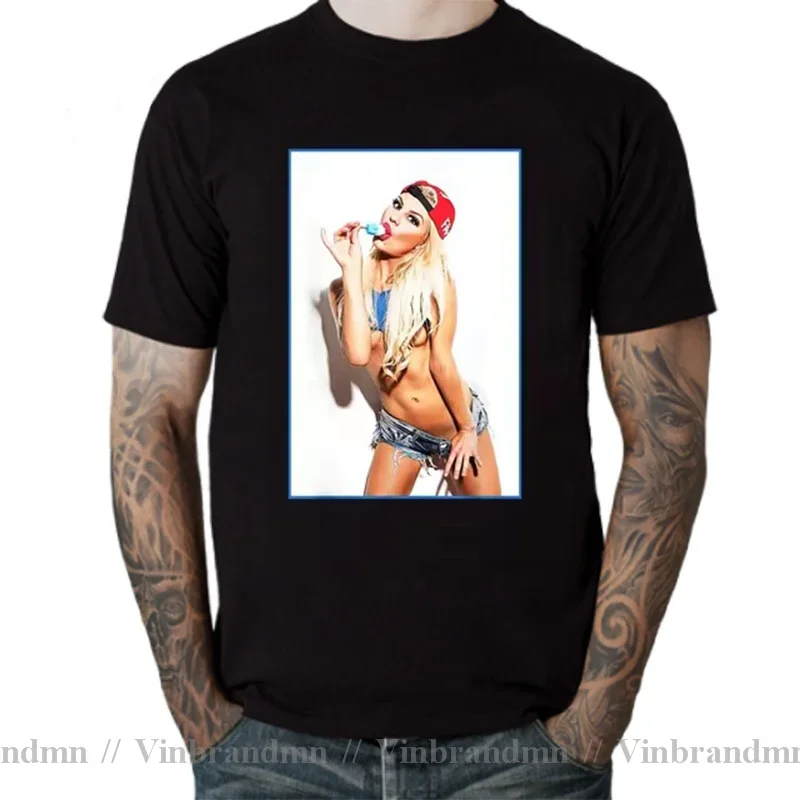 Sexy Hot Girl with Icecream Graphic T Shirt men Ice Pop Pinup T-shirt New Summer Fashion Birthday Valentine Tee Shirt