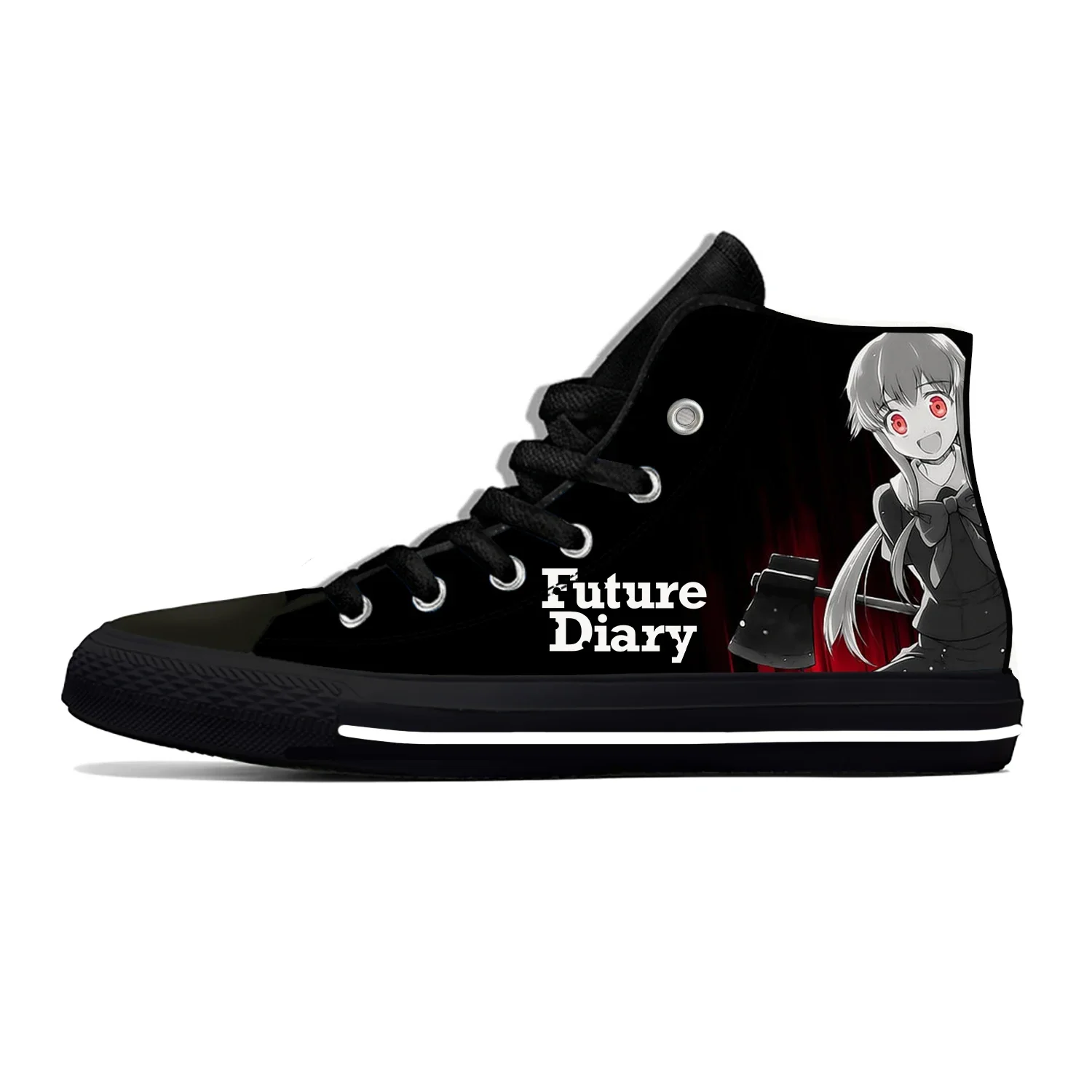 Zapatos de lona con estampado 3D para hombre y mujer, zapatillas deportivas de tela ligera, transpirables, estilo Anime The Future Diary, a la moda