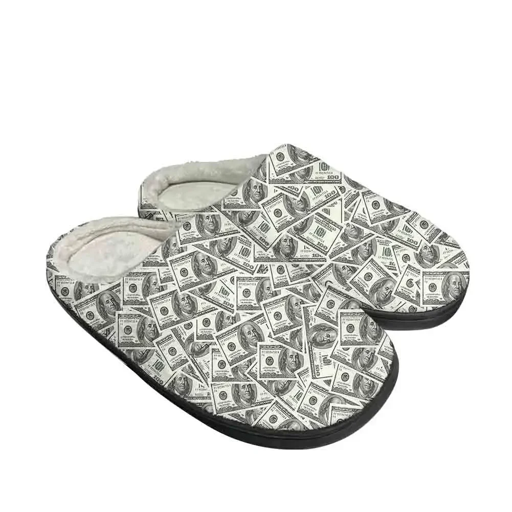 Dollar Dollars Money Home Cotton Custom Slippers High Quality Mens Womens Plush Fashion Casual Keep Warm Shoes Thermal Slipper