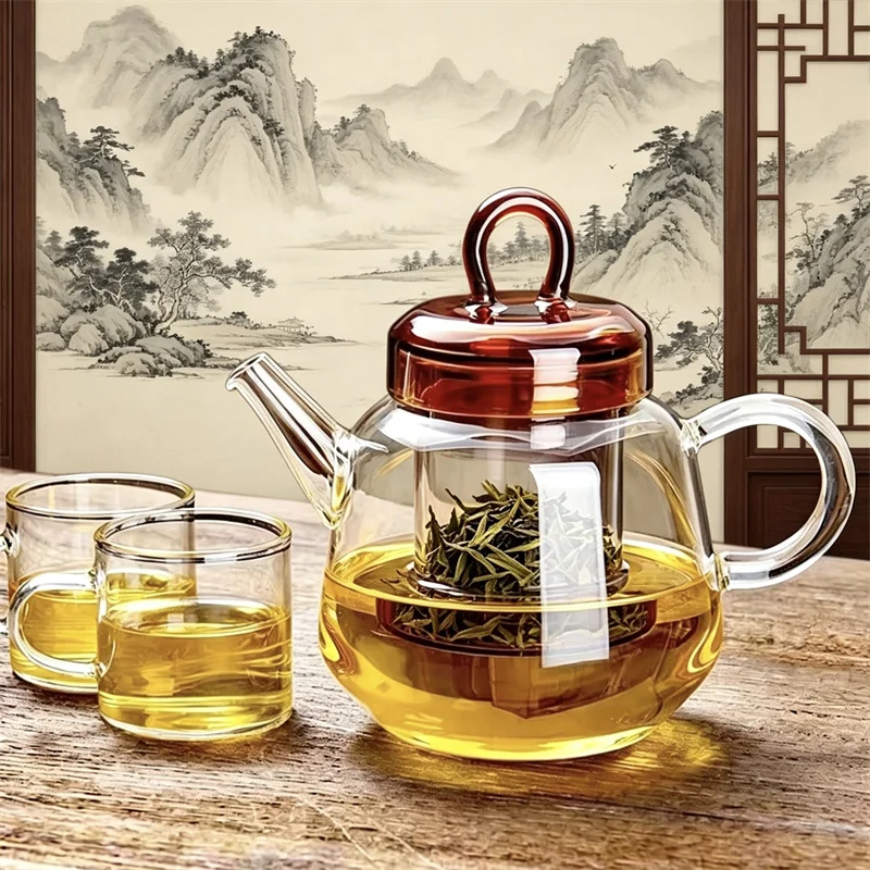 750ml Filterable Heat-resistant Glass Teapot High Borosilicate Glass Flower Tea Pot Heatable Glass Tea Maker Tea Set
