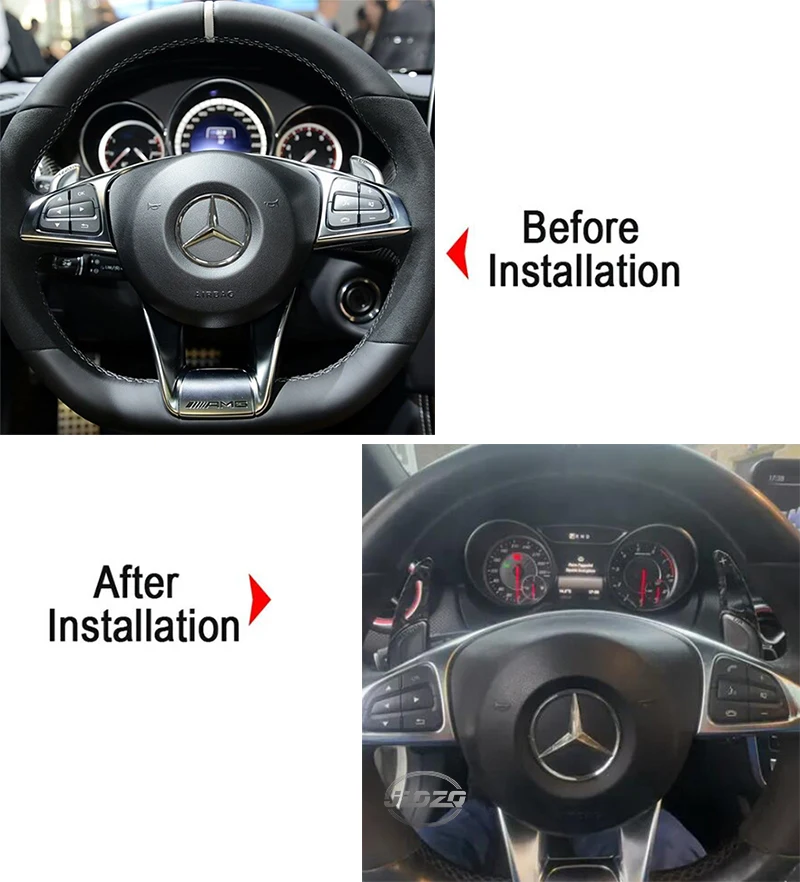 عجلة توجيه سيارة التحول مجداف شيفتر تمديد لمرسيدس بنز AMG A35 A45 C63 E63 S63 G63 C43 CLA GLA GLC GLS GLE 2016-2019