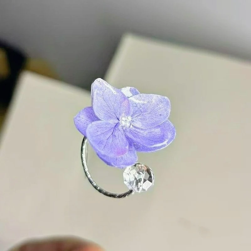 GXGlint Pink Flower Pressed Rings Natural Flower Crystal Rings Handmaking Epoxy Resin Dried Floral Daily Jewelry Gift wholesale