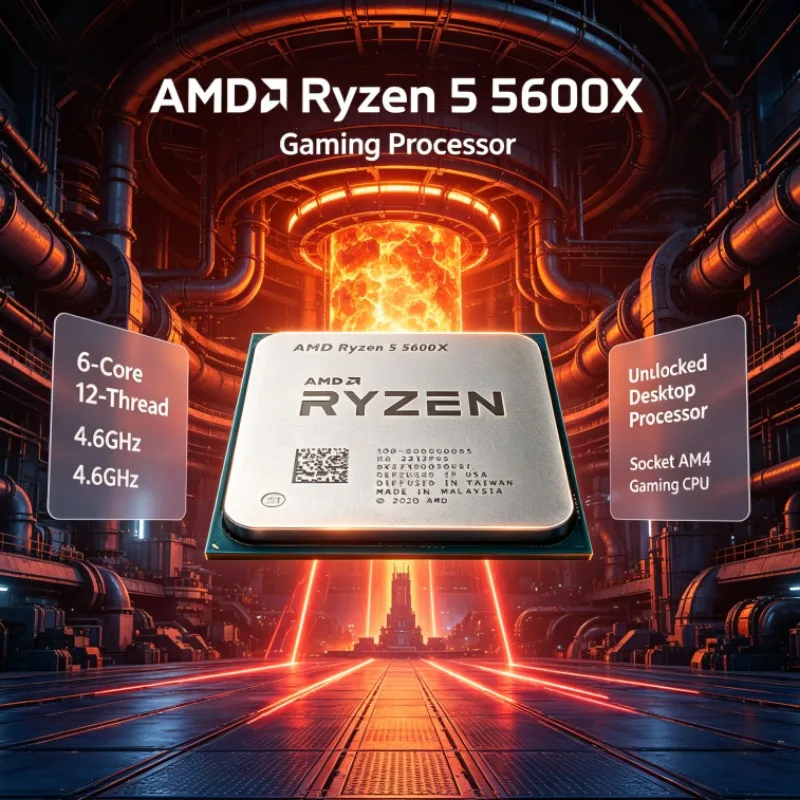 AMD R5 5600X Gaming Processor 6-Core 12-Thread Unlocked CPU for Socket AM4 Desktop