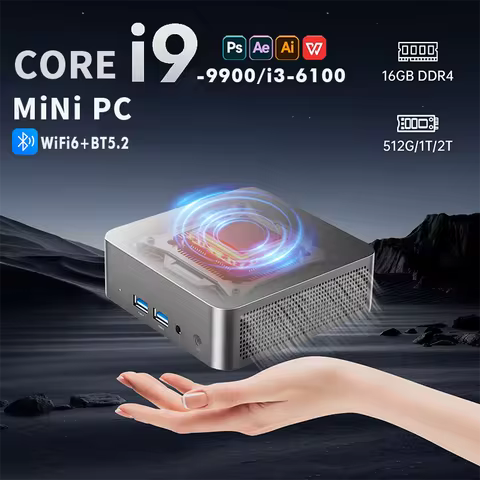 Portable Mini PC Core i9-9900/i3-6100 Gaming Mini PC Windows 11 Pro 16GB DDR4 1TB 2TB M.2 SSD WiFi 6 BT5.2 Desktop Computer